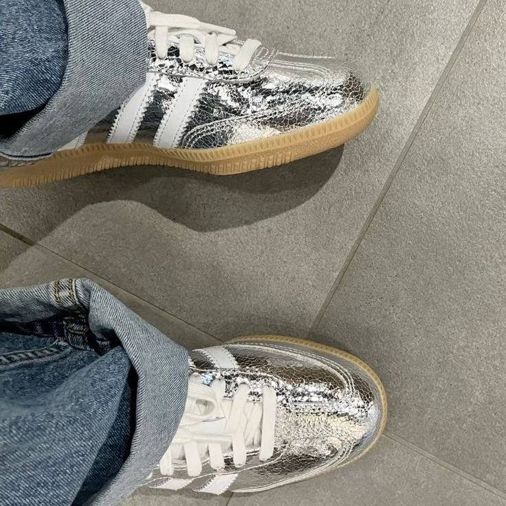 Samba OG Silver Metallic Cracked Leather